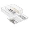 mDesign 2 Piece Plastic Stackable Kitchen Drawer Organizer with Top Tray